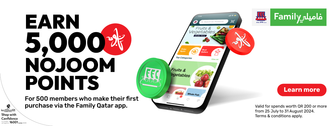 Earn 5,000 Nojoom Points with Your First Family Qatar App Purchase!