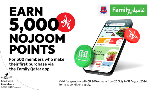 Earn 5,000 Nojoom Points with Your First Family Qatar App Purchase!